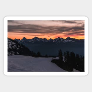 Cold Cascade Mountain Sunrise Sticker